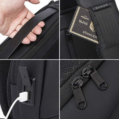 Waterproof Sling Chest Bag for Men with USB Charging Port