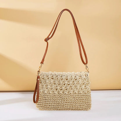 Straw Woven Crossbody Bag – Women's Clutch Purse with Detachable Strap