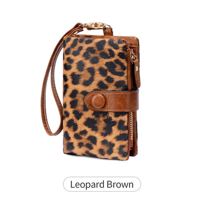 Animal Print Women's Wallet – PU Leather Zipper Wristlet