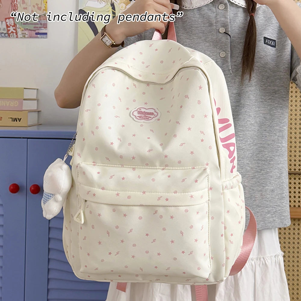 Cute Star Print Backpack for Teen Girls – Casual School Bag