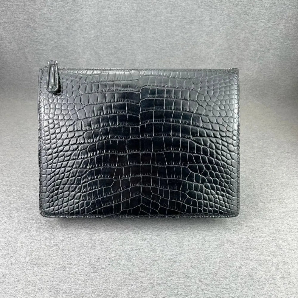 Crocodile Leather Men's Clutch Wristlet – Envelope Handbag