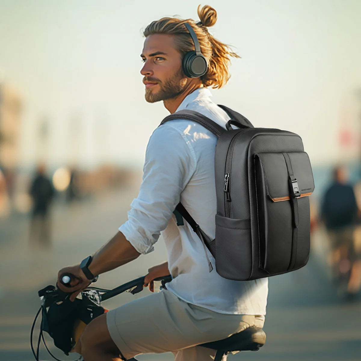 Stylish Business Backpack Men – 15.6" Laptop, Waterproof, Flap Design