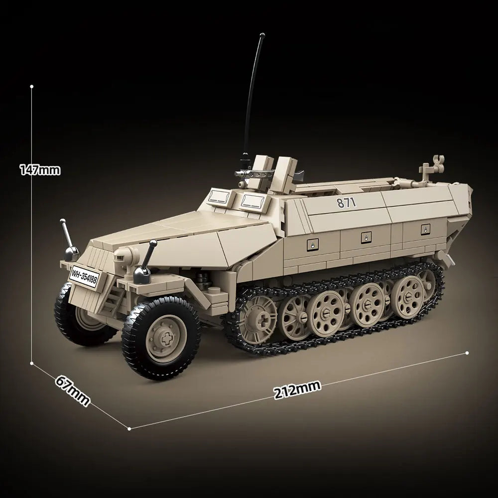 Sd.Kfz. 251 WWII Half-Track Armored Vehicle Building Blocks Model