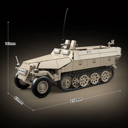 Sd.Kfz. 251 WWII Half-Track Armored Vehicle Building Blocks Model