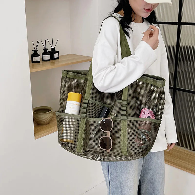 Oversized Mesh Tote Bag Women's Large Beach Shopper