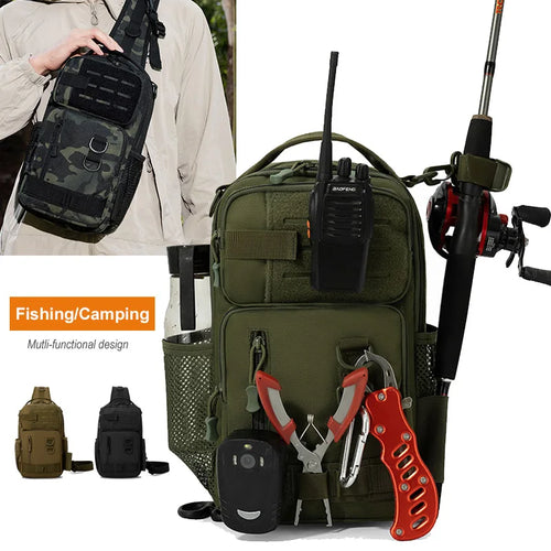 Tactical Sling Bag – Fishing, Hiking & Camping Crossbody Backpack