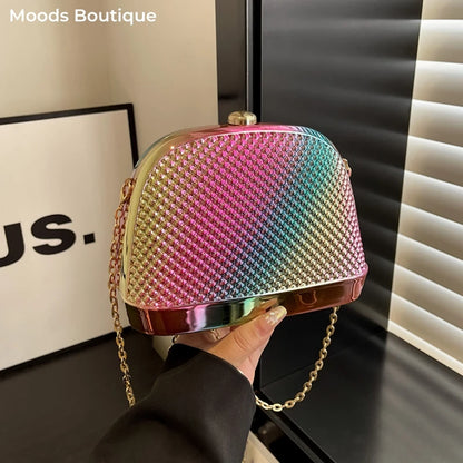 Moods Rainbow Color Luxury Evening Bags Elegant Women Wedding Dinner Party Acrylic Chain Shoulder