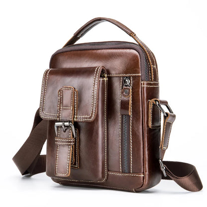 Men's Genuine Leather Crossbody Bag – Retro Cowhide Shoulder Bag