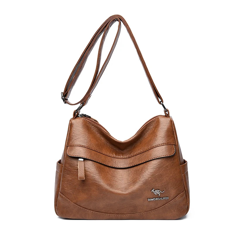 Crossbody Bag for Women – Soft PU Leather Shoulder Bag, 2-Layer