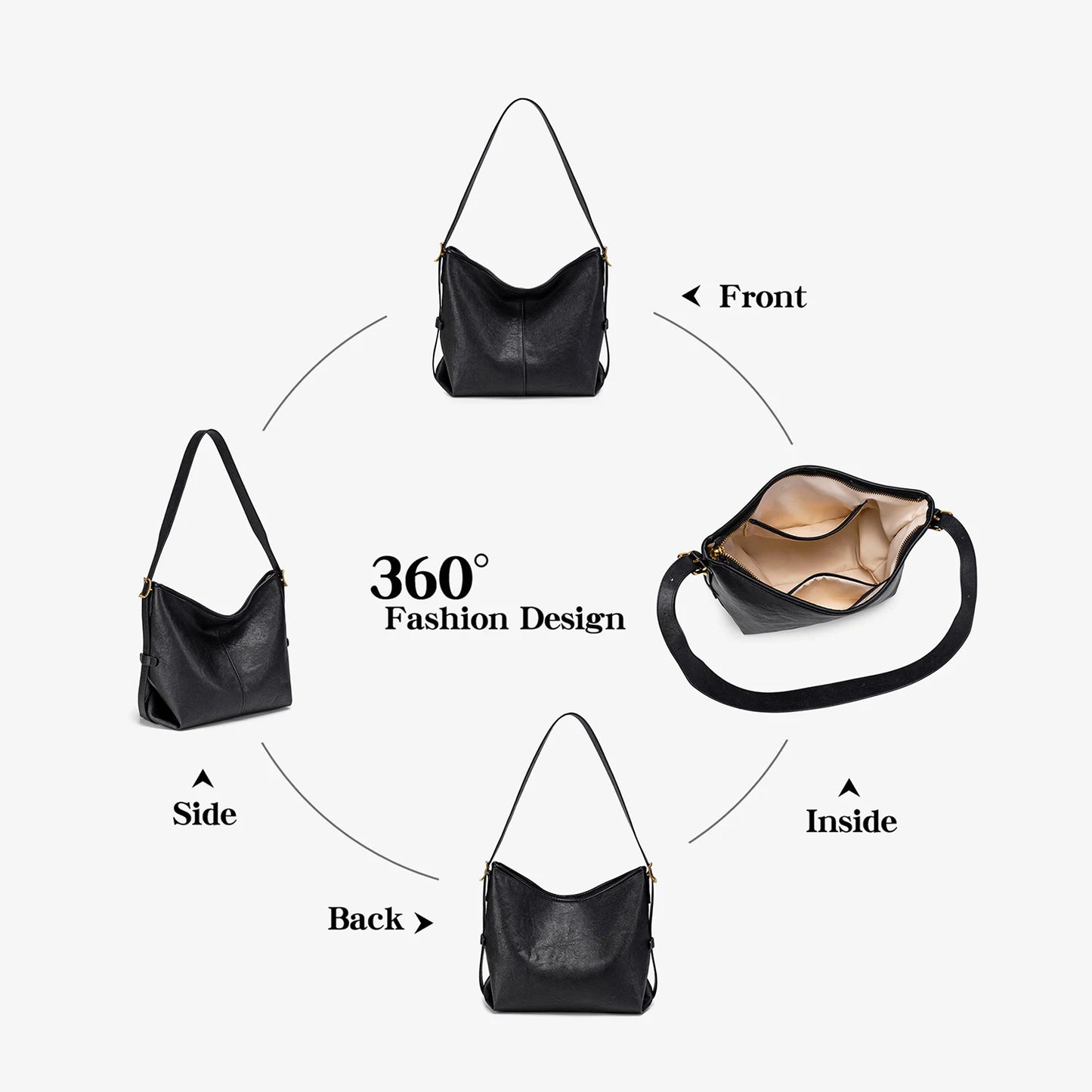 Women's Retro PU Leather Crossbody Bag – Large Capacity Hobo Handbag