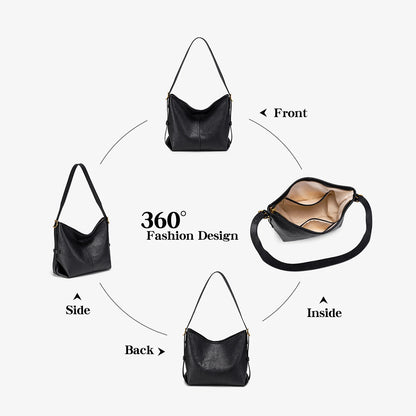 Women's Retro PU Leather Crossbody Bag – Large Capacity Hobo Handbag