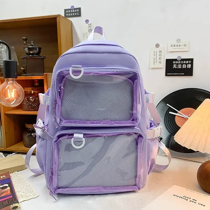 Kawaii Ita Backpack – Transparent Window School Bag for Women