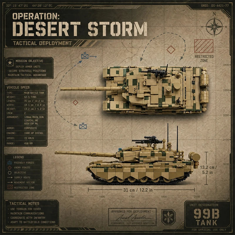 Military Tank Building Blocks Set – 99B MOC Army Brick Model