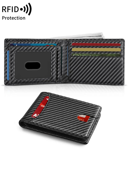 RFID Ultra-Thin Carbon Fiber Wallet for Men – Minimalist Bifold