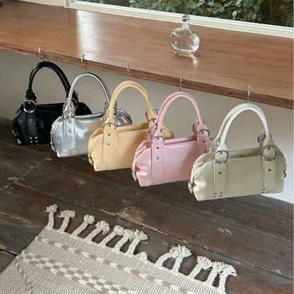 Rivet Bowling Bag – Women's Luxury PU Leather Shoulder Bag