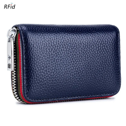 RFID Blocking Leather Card Holder Wallet – Zipper Accordion Coin Purse