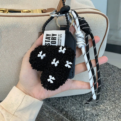 Plush Heart Keychain – Cute Lamb Wool Braided Rope Handmade Pendant