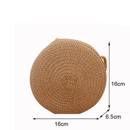 Round Straw Crossbody Bag – Handmade Woven Women's Purse