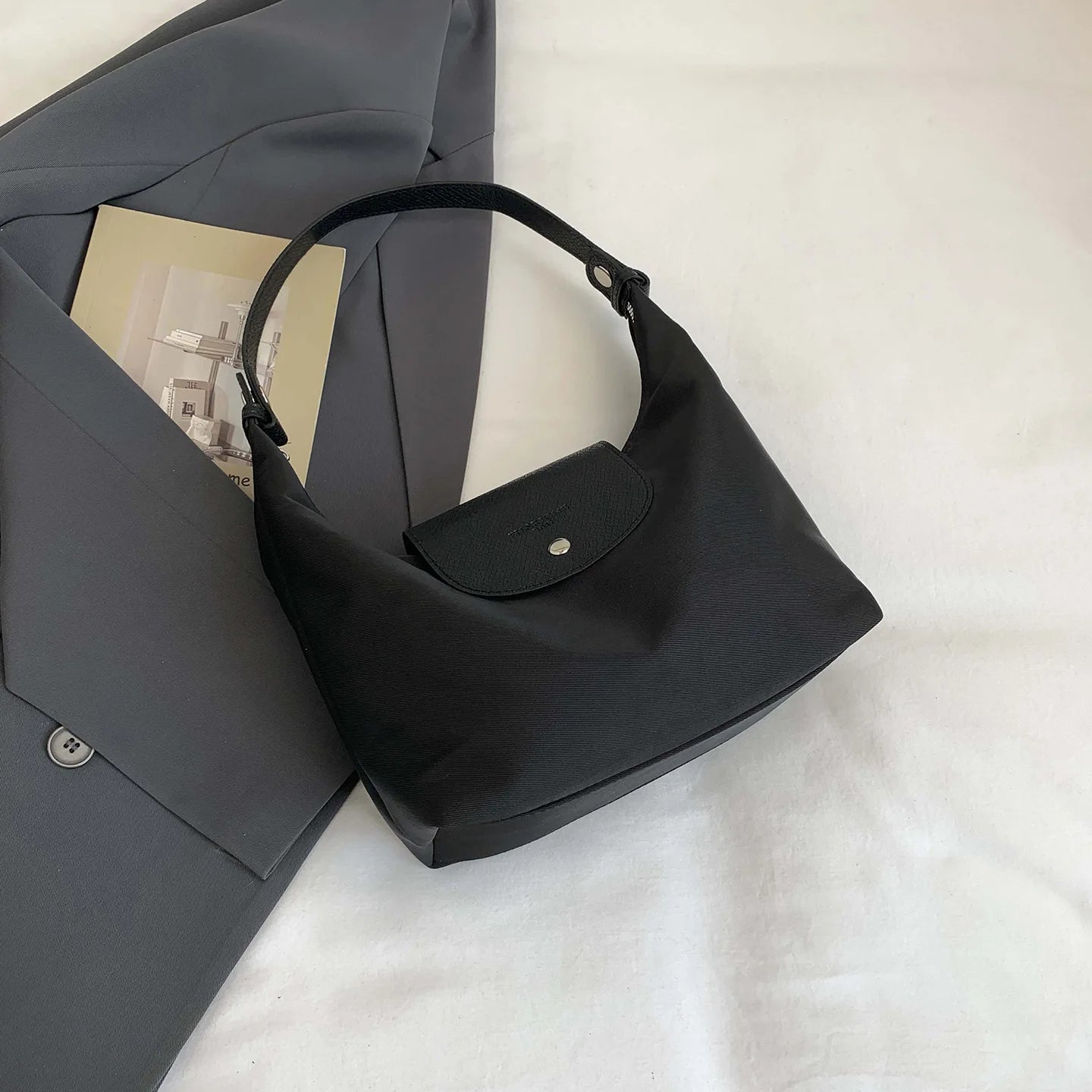 Slouchy Dumpling Shoulder Bag Women Retro Nylon Underarm Bag