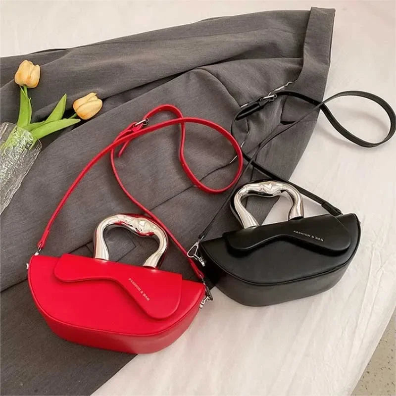 Sculptural Handle Shoulder Bag – Women's PU Leather Crossbody