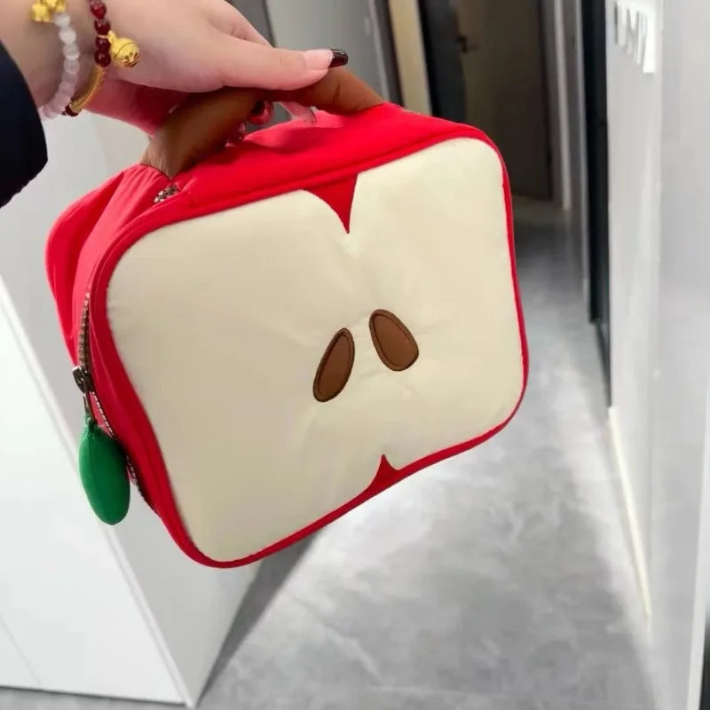 Cartoon Apple Pattern Makeup Bag Women Travel Storage Pounch Cosmetics Toiletry Female S Handbag
