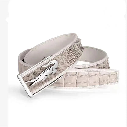 Himalayan Crocodile Leather Men's Belt – Luxury Silver Pin Buckle
