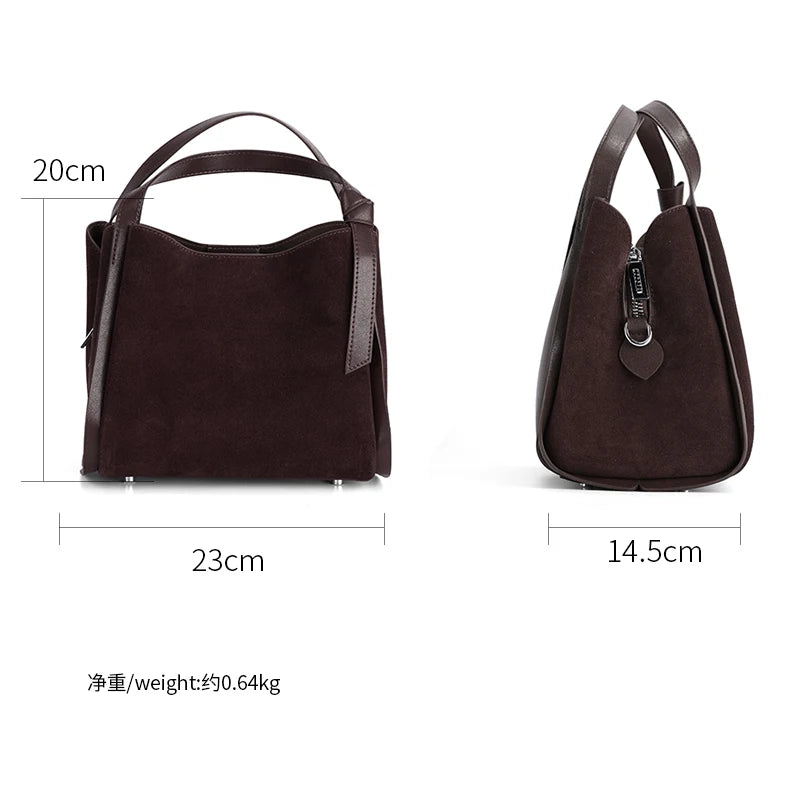 Women's Genuine Suede Leather Shoulder Bag – Luxury Designer Handbag