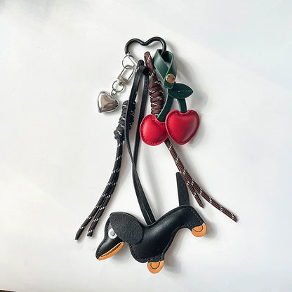 Dachshund Bag Charm – Faux Leather Sausage Dog Lanyard Pendant
