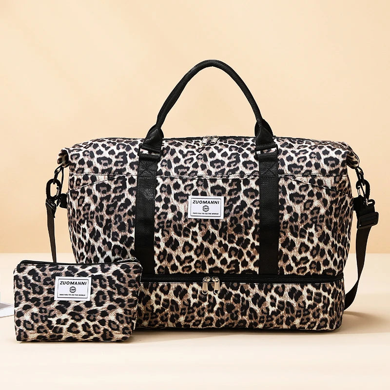Travel Duffle Bag Set with Shoe Compartment & Cosmetic Pouch