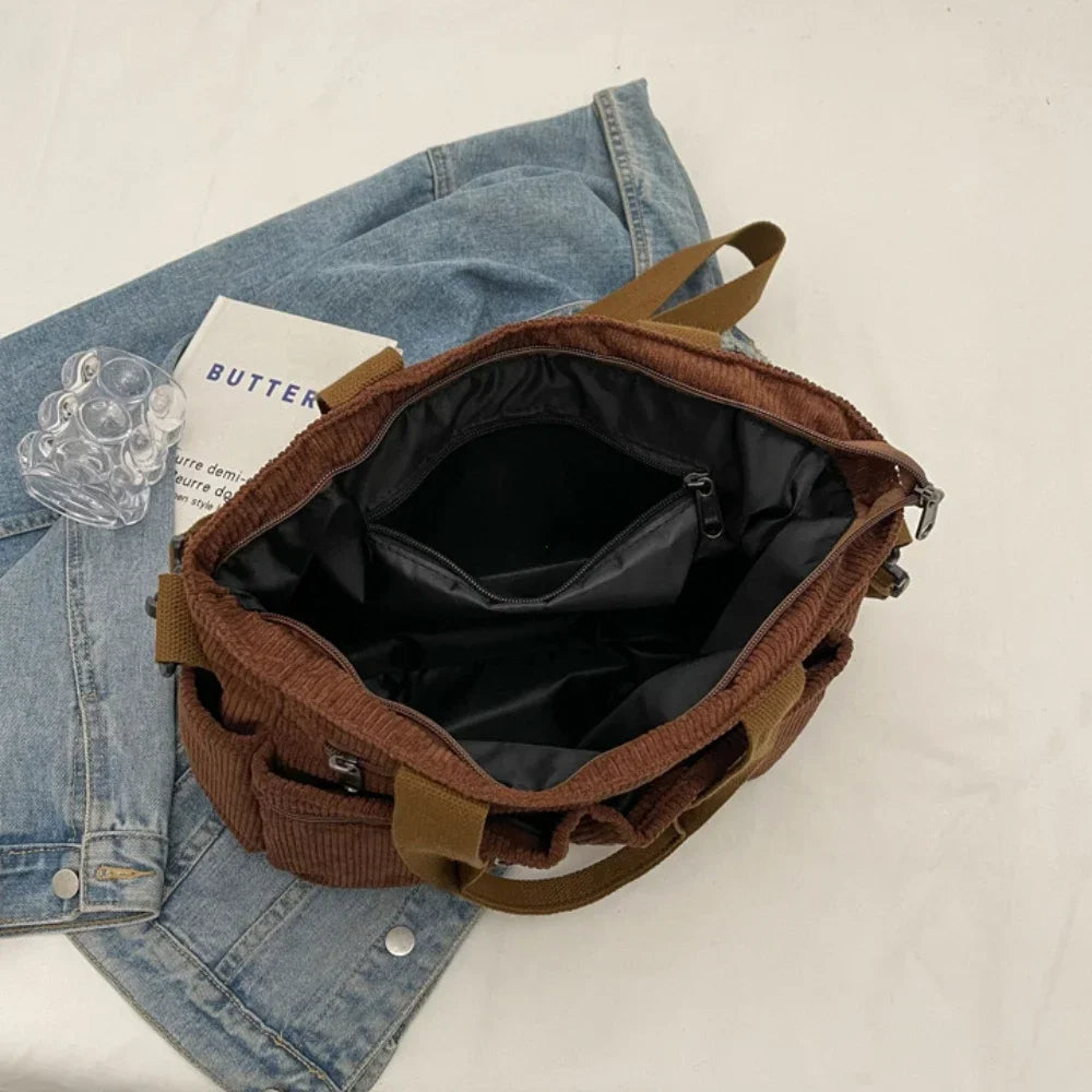 Large Capacity Corduroy Tote Bag – Women's Shoulder & Crossbody
