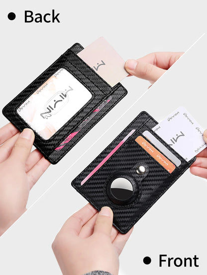 RFID Blocking Slim Card Wallet with AirTag Holder – Unisex
