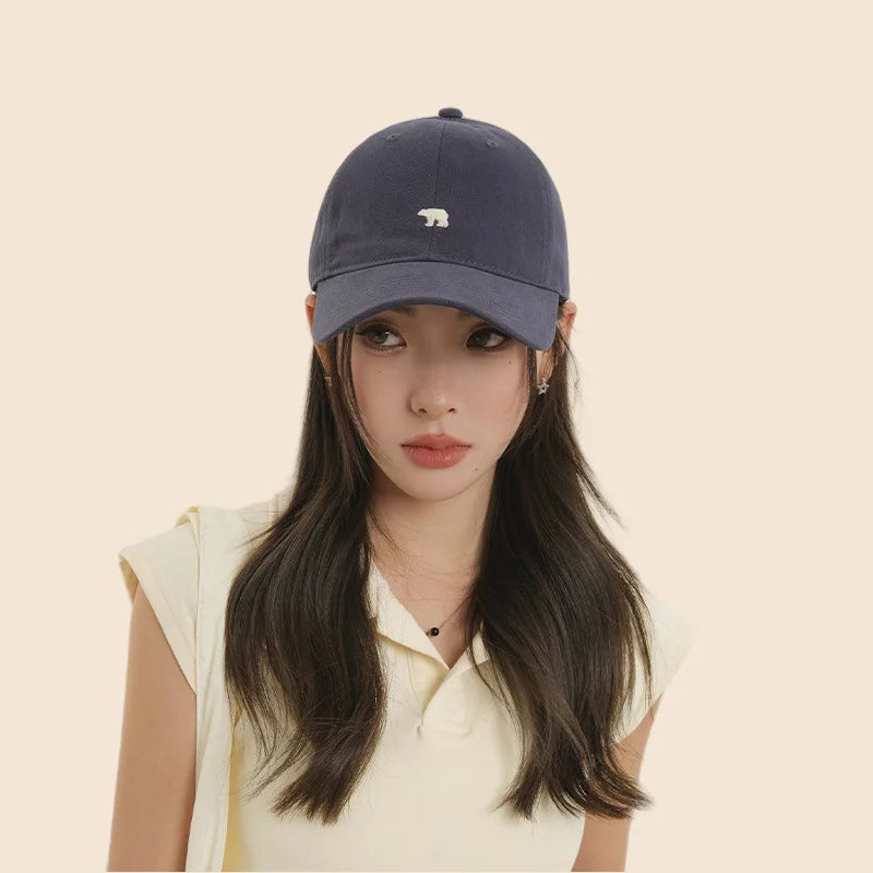 Bear Embroidered Baseball Cap – Unisex Wide Brim Dad Hat