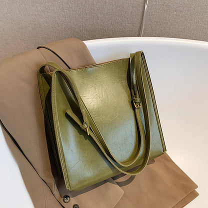 Women Tote Bags Shiny Leather Shopper Shoulder Bag Retro Large Capacity Shopping Totes 2023 Luxury