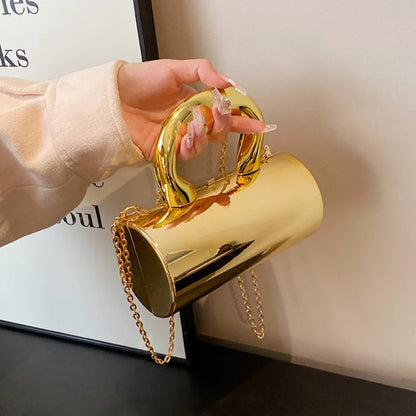 Cylinder Evening Clutch – Women's Metallic Mini Crossbody Bag