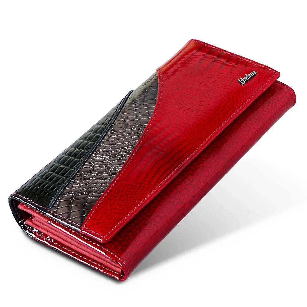 Women's Alligator Leather Long Wallet – Multi-Color Hasp Purse