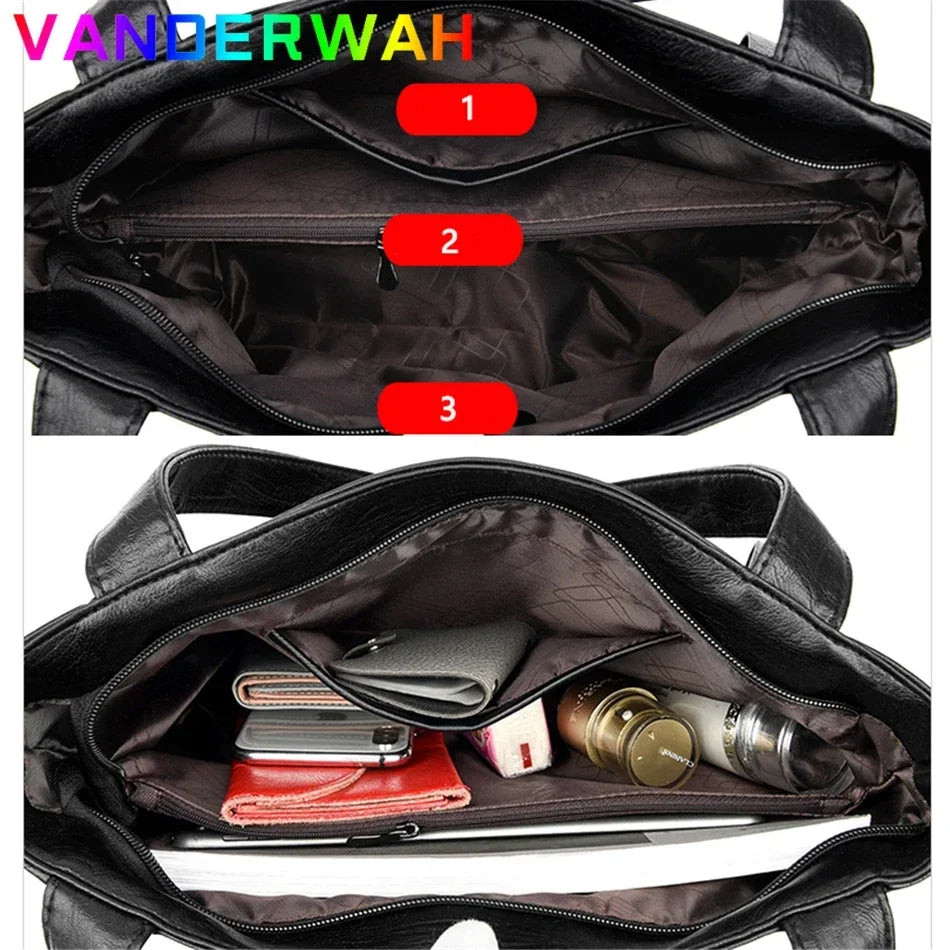 Women's Leather Tote Bag – Luxury Top Handle Shoulder Bag
