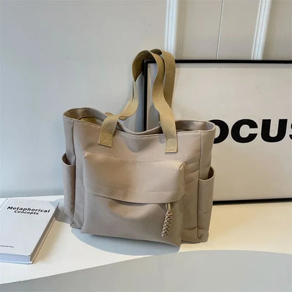 Casual Shoulder Bag Canvas Bag Women Large Capacity Summer College Student Commuting Tote Bag Women
