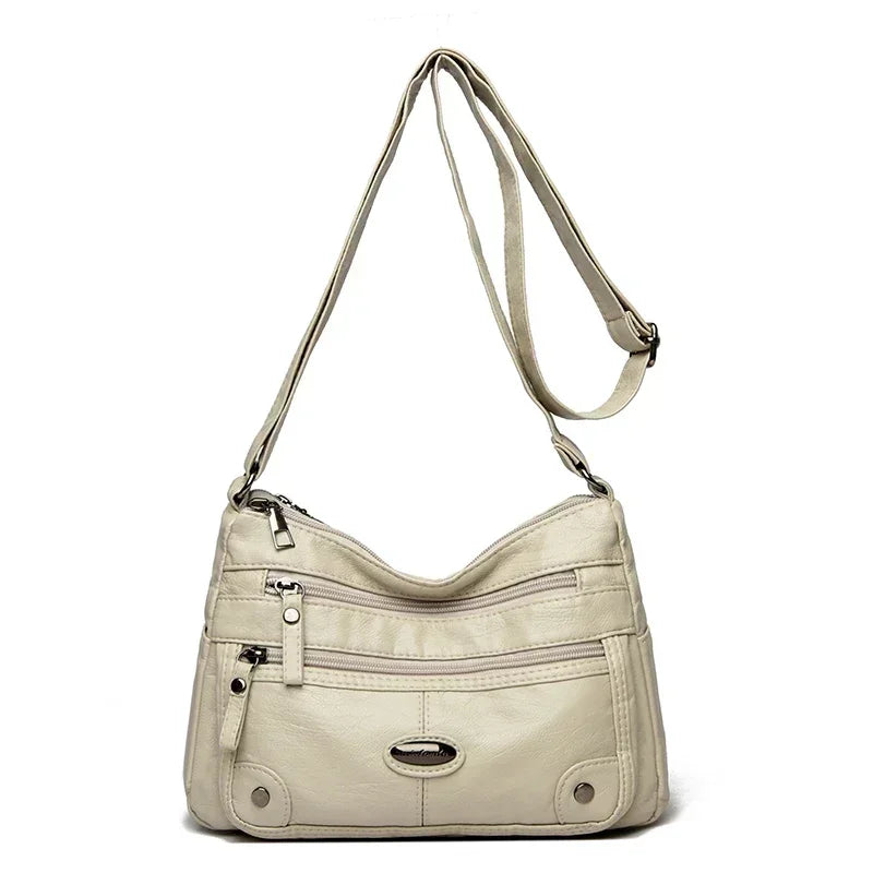 Women's Leather Shoulder Bag – Large Capacity Multi-Pocket Crossbody
