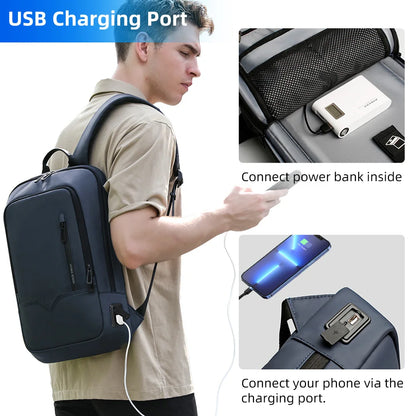 Slim Laptop Backpack for Men – 15.6" Waterproof Business Bag with USB Charging
