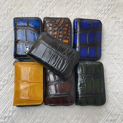 Genuine Crocodile Leather Zipper Coin Purse & Card Wallet