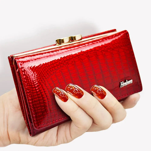 Genuine Leather Women's Small Short Clutch Wallet