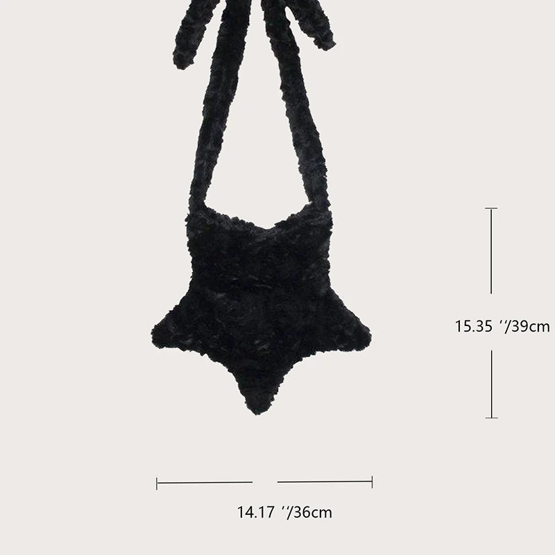 Star-Shaped Plush Crossbody Bag for Girls – Fluffy Shoulder Bag