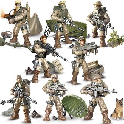 Military Soldiers Building Blocks Minifigures Set with Weapons & Accessories