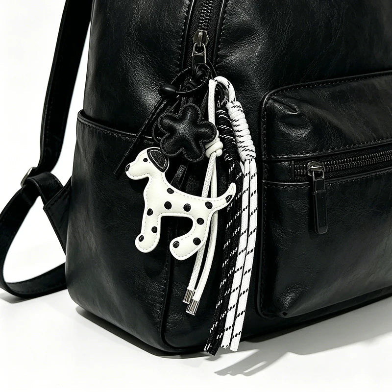 Dog Keychain – PU Leather Bag Charm with Braided Tassel