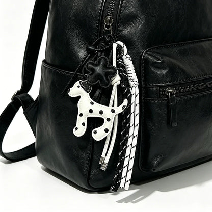 Dog Keychain – PU Leather Bag Charm with Braided Tassel
