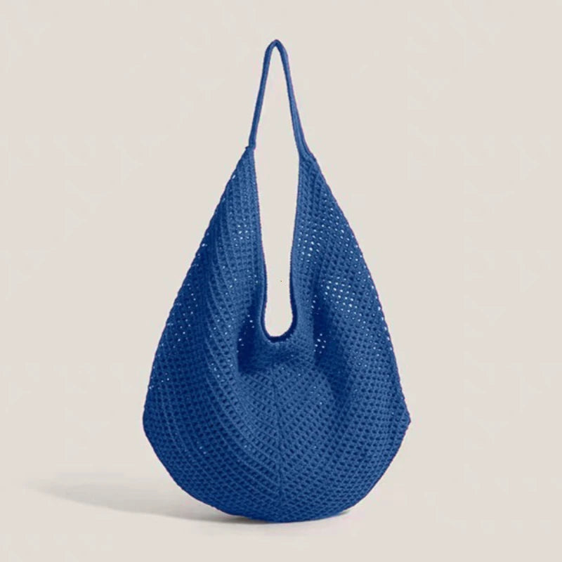 Woven Shoulder Bag - Hollow Crochet Tote Handbag Summer