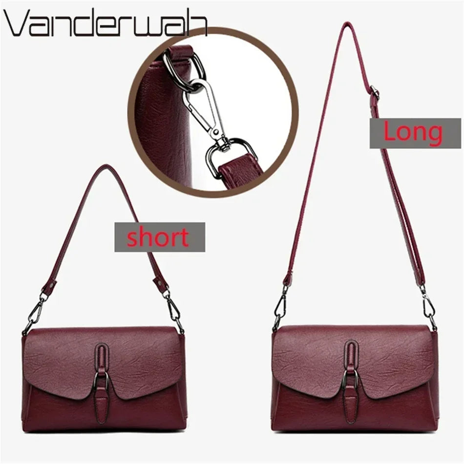 3-Layer Leather Crossbody Shoulder Bag for Women – Luxury Designer Handbag
