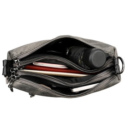 3-Layer Crossbody Bag for Women – Soft PU Leather Shoulder Bag