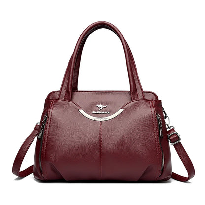 Multi-Pocket PU Leather Handbag for Women – Luxury Shoulder Tote