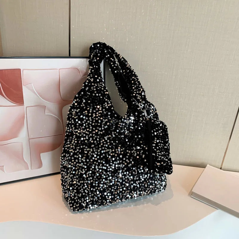 Sequin Tote Bag – Women's Slouchy Hobo Shoulder Handbag